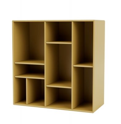 Goldenes Compile Wandregal von Montana QUICK SHIP mit Fächern für Bücher und Dekoration.